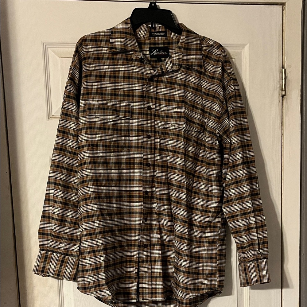 Lucchese Brown Plaid Casual Button Down Shirt